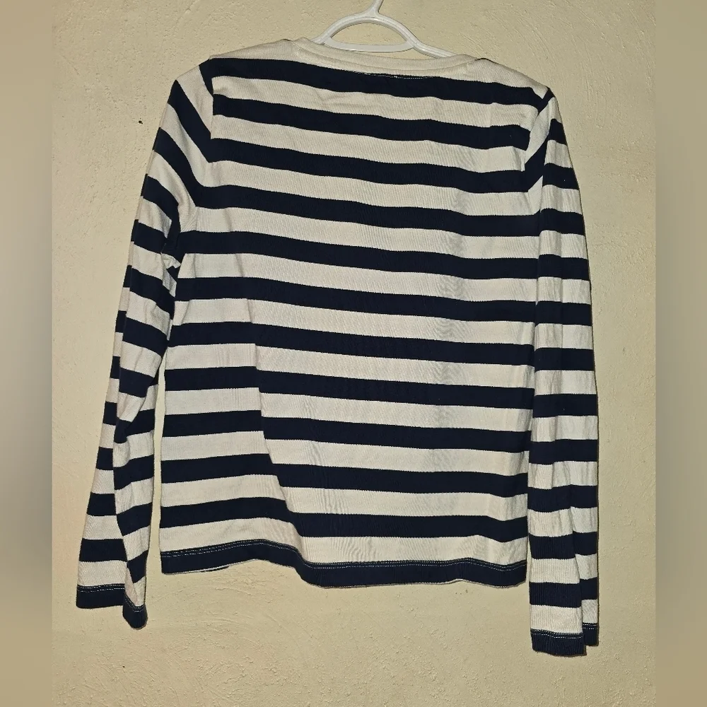 J. Crew Navy and White Striped Long Sleeve Top